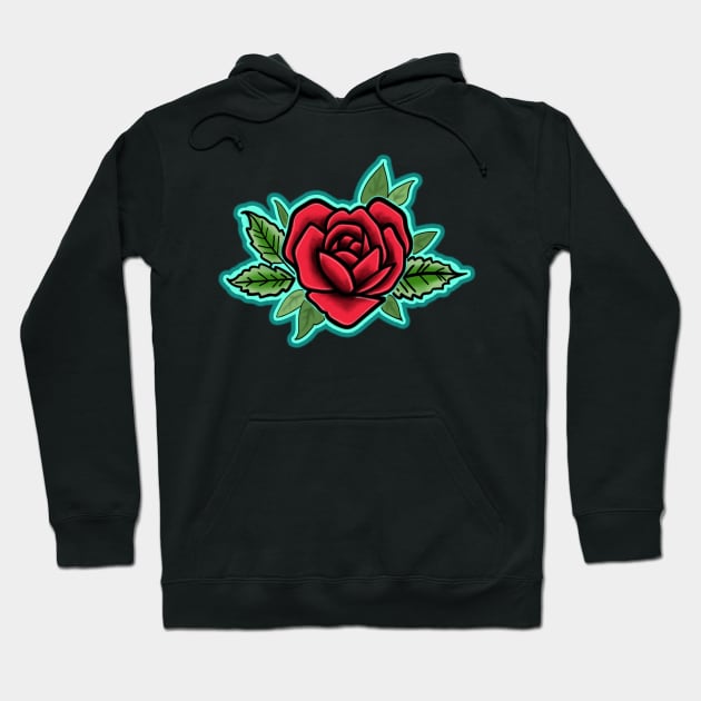 Red heart shaped rose Hoodie by Squatchyink